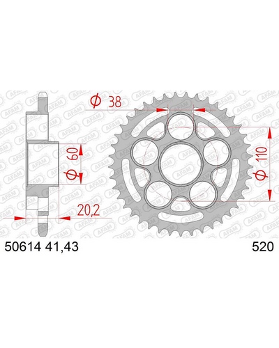 Couronne Moto AFAM Couronne AFAM acier standard 50614 - 520