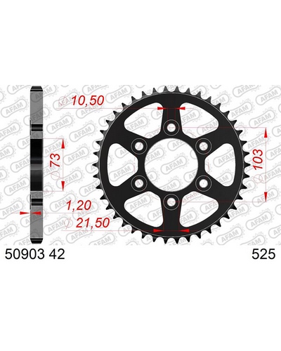 Couronne Moto AFAM Couronne AFAM acier standard 50903 - 525