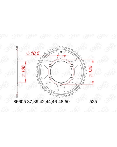 Couronne Moto AFAM Couronne AFAM acier standard 86605 - 525