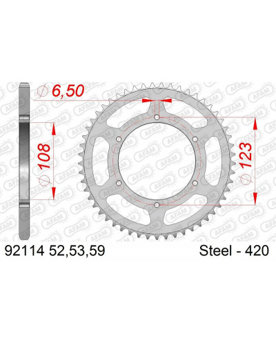 Couronne Moto AFAM Couronne AFAM acier standard 92114 - 420