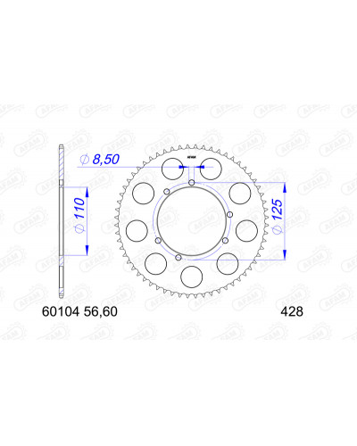 Couronne Moto AFAM Couronne AFAM aluminium 60104 - 428