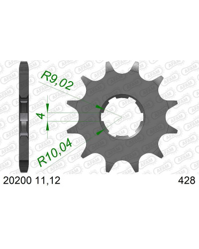 Pignon Moto AFAM Pignon AFAM 12 dents acier type 20200 pas 428 AJP PR3 125 Enduro