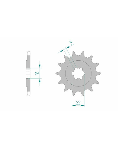 Pignon Moto AFAM Pignon AFAM 12 dents acier type 24201 pas 520 KAWASAKI KX 125