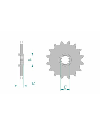 Pignon Moto AFAM Pignon AFAM 12 dents acier type 58102 pas 420 GAS-GAS EC 50 Rookie