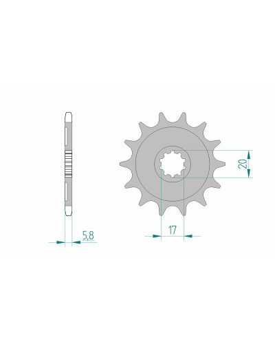 Pignon Moto AFAM Pignon AFAM 13 dents acier anti-boue type 24304 pas 520 Kawasaki KX-F 250