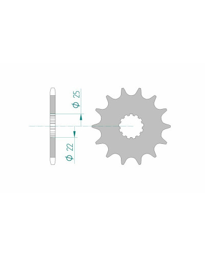 Pignon Moto AFAM Pignon AFAM 13 dents acier anti-boue type 27500 pas 520 Kawasaki KX 250