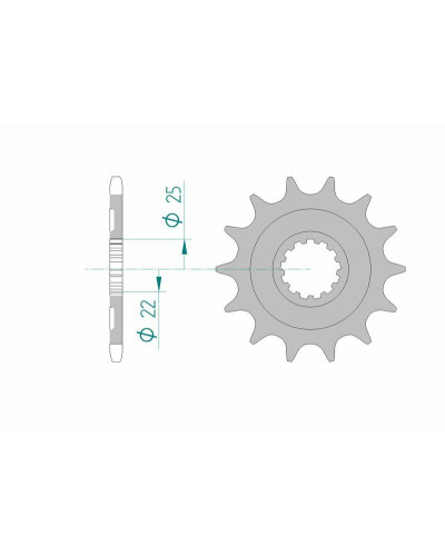 Pignon Moto AFAM Pignon AFAM 13 dents acier anti-boue type 27502 pas 520 KAWASAKI KX 450 F