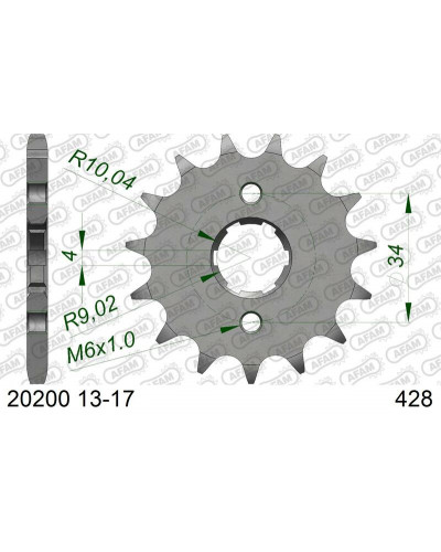 Pignon Moto AFAM Pignon AFAM 13 dents acier type 20200 pas 428 AJP PR3 125 Enduro