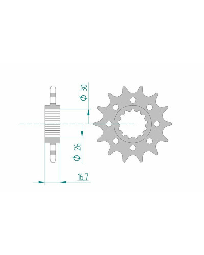 Pignon Moto AFAM Pignon AFAM 13 dents acier type 20613 pas 520 HONDA CB 600 F Hornet