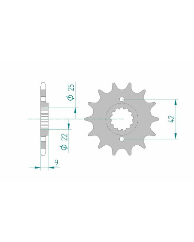 Pignon Moto AFAM Pignon AFAM 13 dents acier type 24502 pas 520 KAWASAKI EL 250