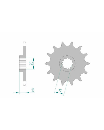 Pignon Moto AFAM Pignon AFAM 13 dents acier type 94215 pas 520 T.M. EN 125 Enduro