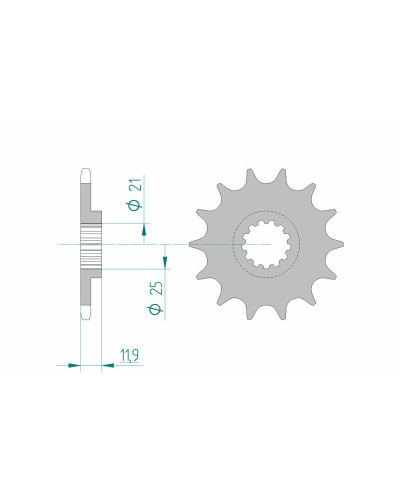 Pignon Moto AFAM Pignon AFAM 13 dents acier type 94314 pas 520 VOR EN 400 Enduro