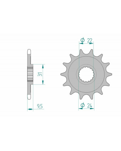 Pignon Moto AFAM Pignon AFAM 14 dents acier anti-boue type 22406 pas 520 SUZUKI 450 RM-Z