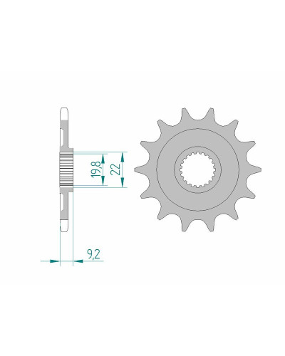 Pignon Moto AFAM Pignon AFAM 14 dents acier anti-boue type 24305 pas 520 KAWASAKI KX 250 F