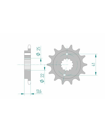 Pignon Moto AFAM Pignon AFAM 14 dents acier type 20608 pas 520 HONDA CB 900 F Hornet