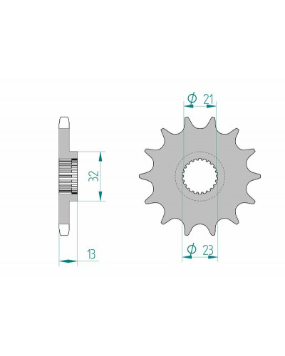 Pignon Moto AFAM Pignon AFAM 14 dents acier type 21311 pas 428 YAMAHA XG 250 Tricker