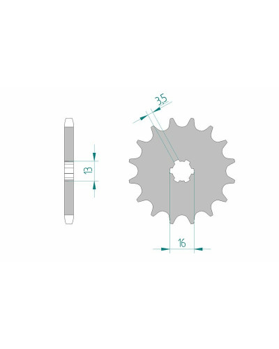 Pignon Moto AFAM Pignon AFAM 14 dents acier type 22102 pas 428 SUZUKI DS 80