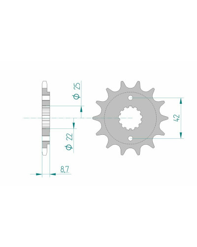 Pignon Moto AFAM Pignon AFAM 14 dents acier type 24501 pas 520 KAWASAKI BJ 250