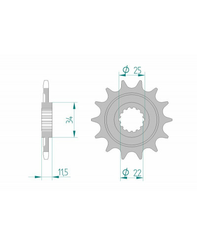 Pignon Moto AFAM Pignon AFAM 14 dents acier type 43400 pas 520 SHERCO SE 250 R Enduro