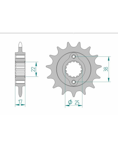 Pignon Moto AFAM Pignon AFAM 14 dents acier type 52612 pas 520 DUCATI 900 IE Monster