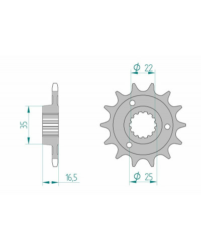 Pignon Moto AFAM Pignon AFAM 14 dents acier type 52613 pas 525 DUCATI 749 Dark