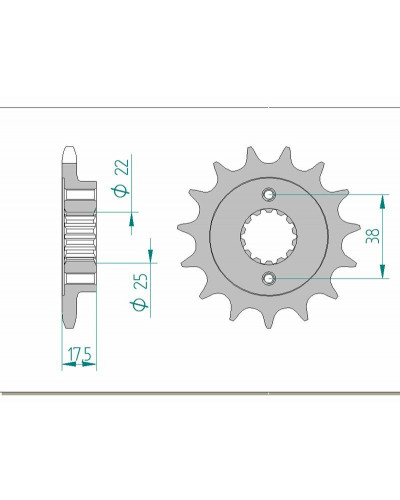 Pignon Moto AFAM Pignon AFAM 14 dents acier type 52616 pas 525 DUCATI 796 Hypermotard