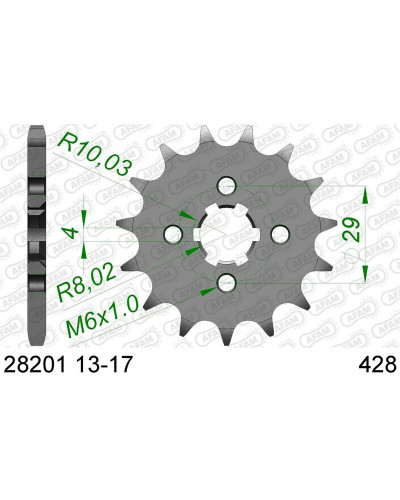 Pignon Moto AFAM Pignon AFAM 15 dents acier standard pas 428 type 28201