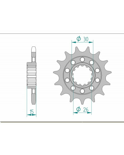 Pignon Moto AFAM Pignon AFAM 15 dents acier type 166800 pas 525 BMW HP4 1000