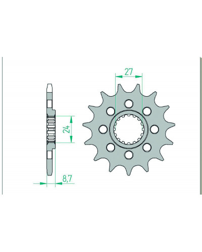 Pignon Moto AFAM Pignon AFAM 15 dents acier type 22902 pas 520 SUZUKI GSX-R 1000