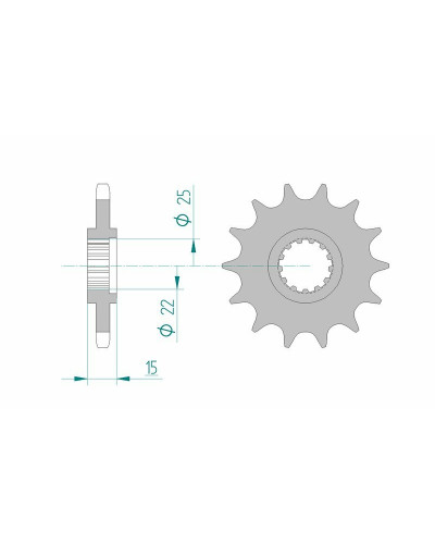 Pignon Moto AFAM Pignon AFAM 15 dents acier type 24506 pas 525 KAWASAKI ZX 6 R