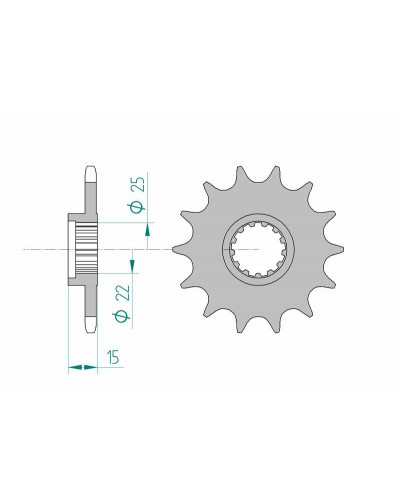 Pignon Moto AFAM Pignon AFAM 15 dents acier type 24510 pas 520 KAWASAKI ZX 6 R ZX636