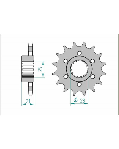 Pignon Moto AFAM Pignon AFAM 15 dents acier type 37600 pas 525 APRILIA 750 Dorsoduro