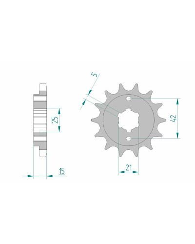 Pignon Moto AFAM Pignon AFAM 15 dents acier type 52500 pas 530 DUCATI 500 Pantah