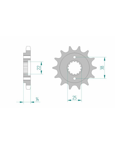 Pignon Moto AFAM Pignon AFAM 15 dents acier type 52602 pas 530 DUCATI 750 F1 Desmo