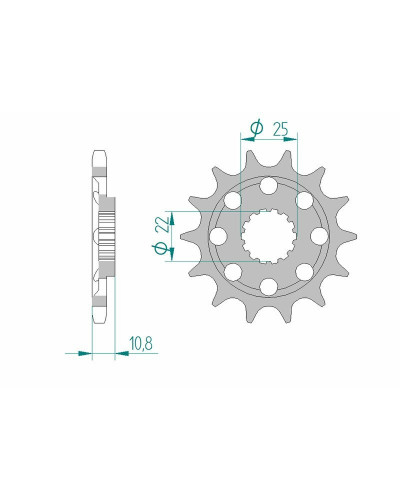 Pignon Moto AFAM Pignon AFAM 15 dents acier type 94807 pas 525 MV (AGUSTA) 910 R Brutale