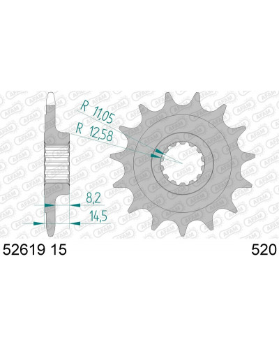 Pignon Moto AFAM Pignon AFAM 15 dents type 52619 pas 520 acier Ducati 821 Monster