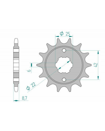 Pignon Moto AFAM Pignon AFAM 16 dents acier type 20401 pas 520 HONDA CB 400 N