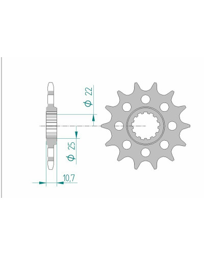 Pignon Moto AFAM Pignon AFAM 16 dents acier type 21511 pas 520 YAMAHA YZF 600 R6