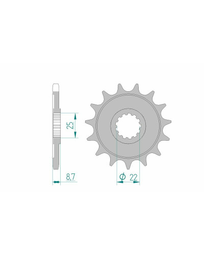 Pignon Moto AFAM Pignon AFAM 16 dents acier type 28405 pas 525 KAWASAKI ZX 9 R ZX900