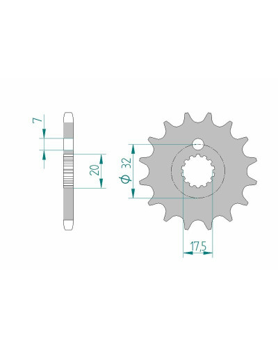 Pignon Moto AFAM Pignon AFAM 16 dents acier type 85200 pas 428 MZ/MUZ RT 125