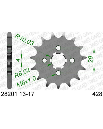 Pignon Moto AFAM Pignon AFAM acier standard 28201 - 428
