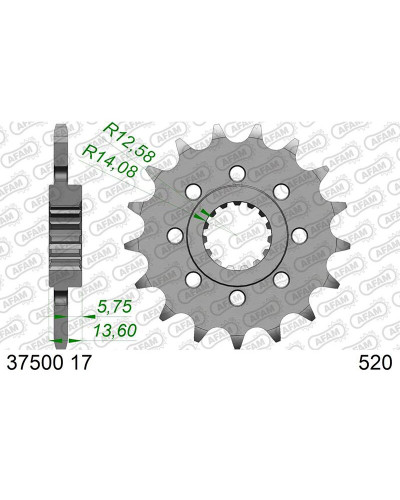 Pignon Moto AFAM Pignon AFAM acier standard - 520 Pignon Moto AFAM Pignon AFAM acier standard - 520