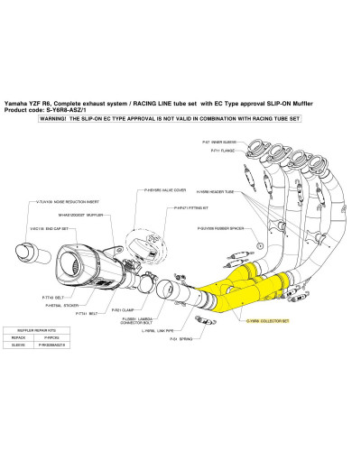 COLLECTEUR MOTO AKRAPOVIC COLLECTOR SS YZF-R6 09