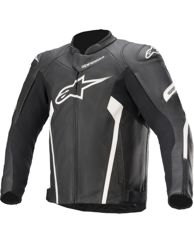 Blouson Cuir Moto ALPINESTARS cuir Faster V2 noir-blanc