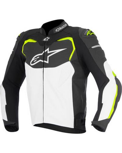 Blouson Cuir Moto ALPINESTARS Cuir GP Pro N-blanc-jaune