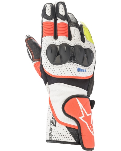 Gants Moto Racing ALPINESTARS SP-2 V3 blanc-rouge