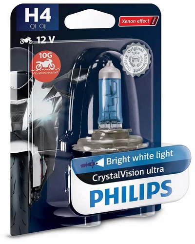 Ampoules Moto  Ampoules PHILIPS H4 CrystalVision Ultra Moto P43T 12V 35/35W - boîte de 10