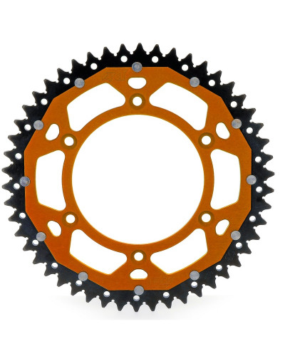 Couronne Moto ART Couronne ART Bi-composant 48 dents Aluminium ultra-light anti-boue pas 520  orange