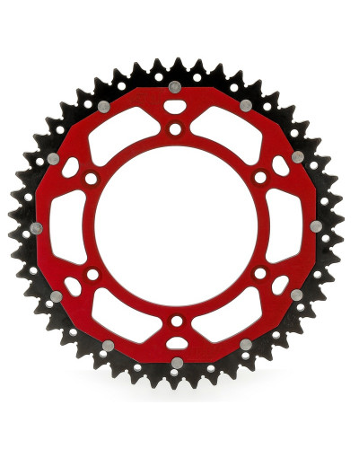 Couronne Moto ART Couronne ART Bi-composant 48 dents Aluminium ultra-light anti-boue pas 520  rouge