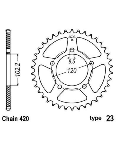 Couronne Moto B1 Couronne acier B1 47 dents chaine 420 Aprilia RS50